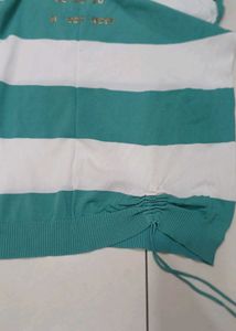 Sea Green And White Top For Women