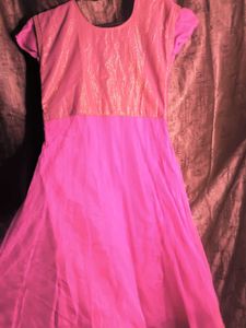 Pink Net Anarkali