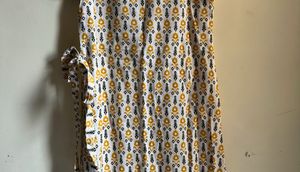 White Printed Short Dress (Side Tie-Up)