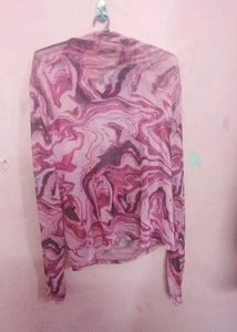 Marble Print Mesh Top