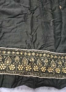 Olive Green Embroidered Ambrella Plazo Kameez
