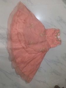 Peach Colored Dress with Embroidery