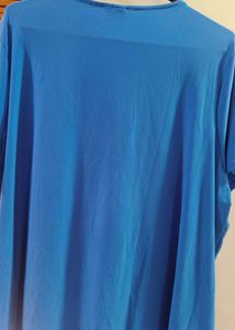 Blue Tie-Front Button-Down Top