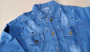 Embellished Denim Jacket, XL Size