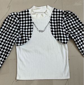 Checkerboard Sleeve Top