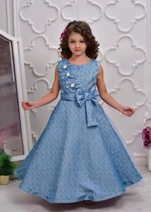 Blue Flower Girl Dress
