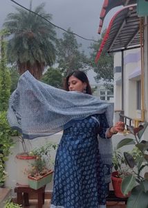 Blue Printed Kurta Set