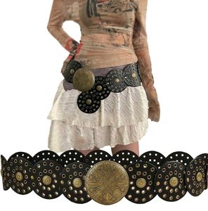 Y2k Vintage Disc Leather Belt