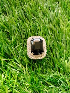 Adjustable Silver AD Black Ring