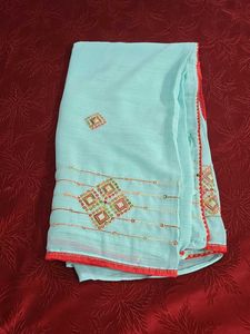 Embroidered Blue Saree
