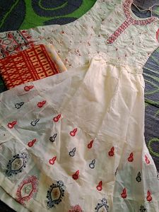 Chicken Work Kurti Lacha Set