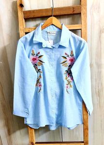 Floral Embroidery Work Cotton Shirt Size-36