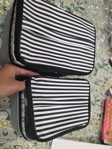 2 Pc Black Stripped Vanity Box - New