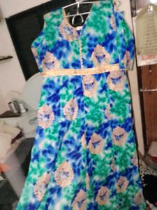 Elegant Ethnic Dress - Blue &amp; Green