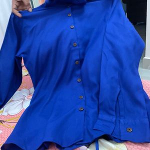 Royal blue fitted lace up corset shirt