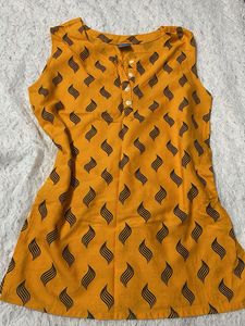 Pure Cotton Yellow Short Tunic