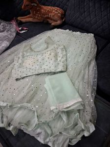 Sparkling Lehenga Choli Set Pista Green