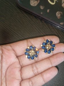 2 In 1 Designer Blue Stone Ear Rings