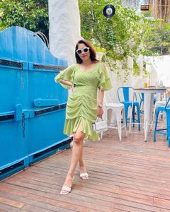 Lime Green Chiffon Dress