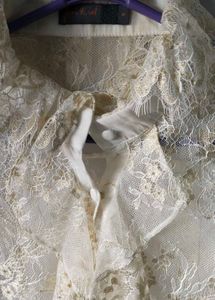 Cream and golden net Top