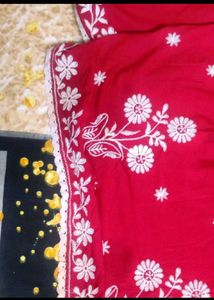 Red Embroidered Kurta Set