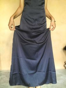 Navy Blue Halter-Neck Maxi Dress