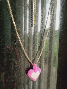 Handmade Pink Heart Pendant Necklace