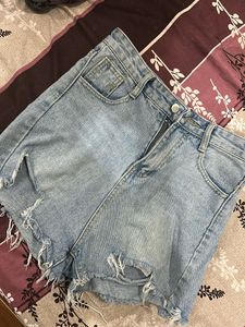 Ripped Denim Shorts