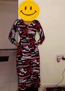 Red & Black Kurti With Backside Belts