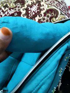 Handmade Embroidered Teal Clutch