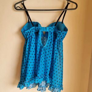 La Senza Blue Polka Dot Babydoll – Size M
