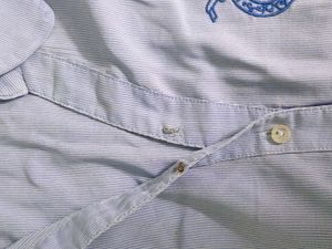 White Strip Blue Shirt