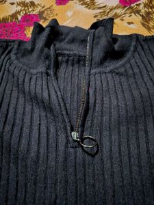 Black Ribbed Knit Sweater