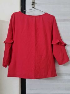 Red Ruffle Sleeve Top