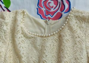 Korean cream lace dress