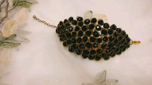 Black Beaded Statement Bracelet