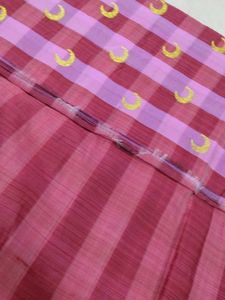 Pink Checked Saree