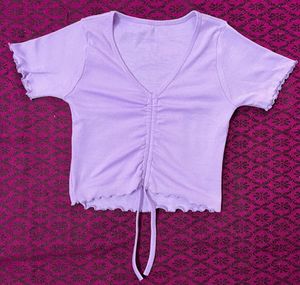 lavender drawstring crop top small
