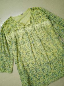 Floral Yellow Blouse Top