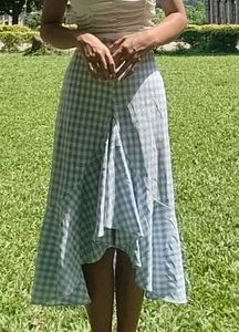 Gingham Ruffle Hem Skirt