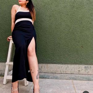 Black And White Backless Dress