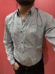 Relaxed Fit Grey Shirt For Men