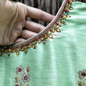 Pista Green Kurti Pent And Dupatta Set