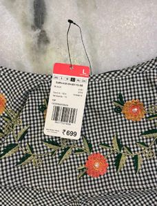 Floral Embroidered Checkered Top