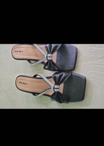 Black Bow Rhinestone Sandals