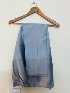 Gray Button-Down Kurta Set Silk
