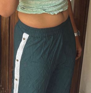Side Button Wide Leg Pants