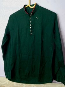 Green Mandarin Collar Kurta