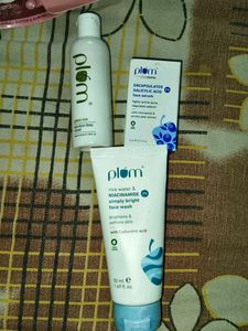 Plum Skincare Set: Toner, Face Wash, Serum