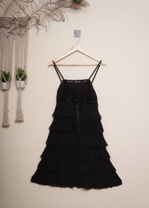 Black Ruffled Tiered Party Dress